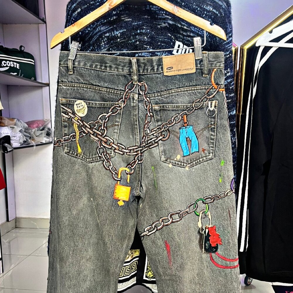 Strictly handpainted vintage custom denim design